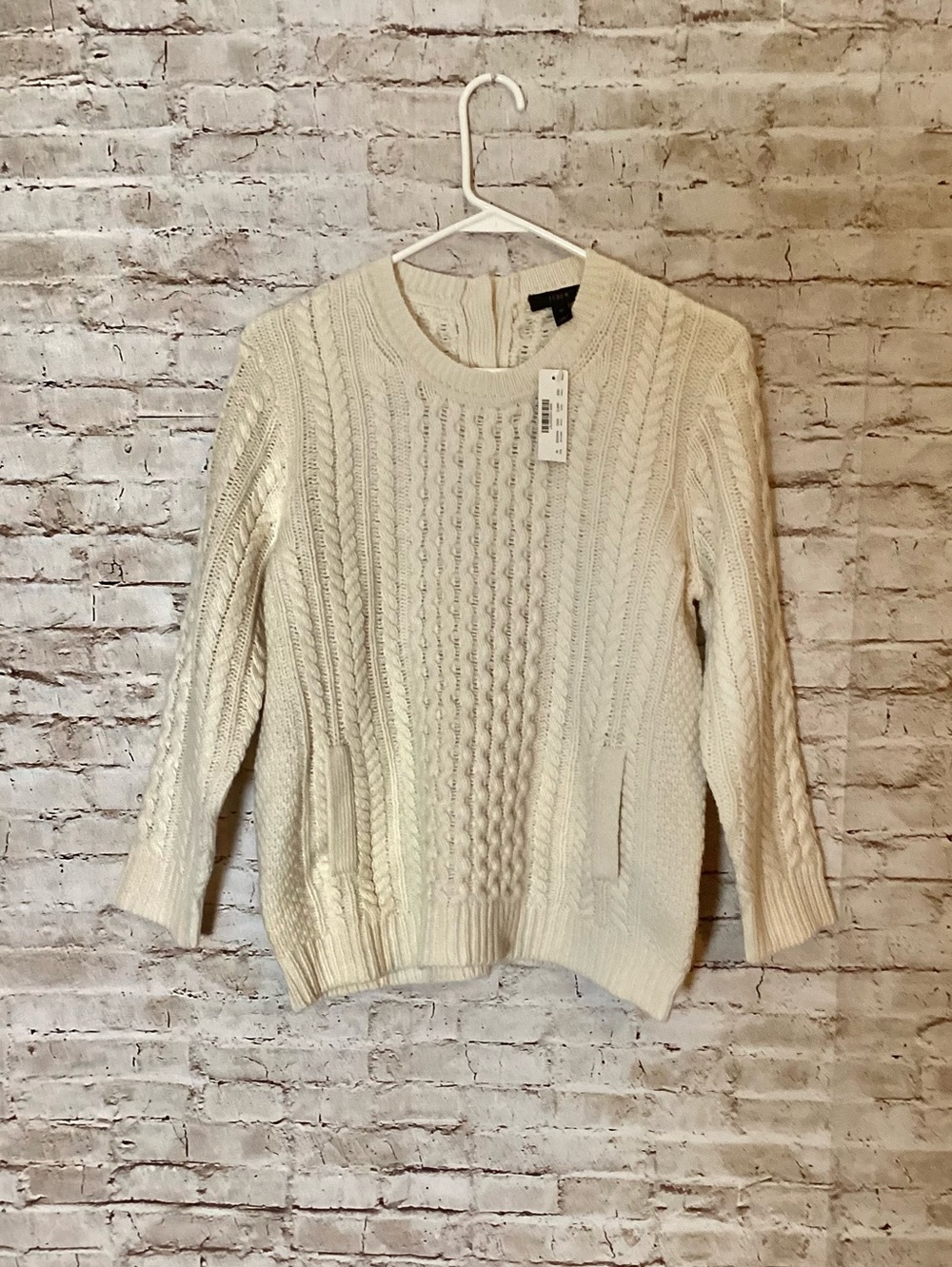 J. Crew Cream Cable Knit Crewneck wool sweater